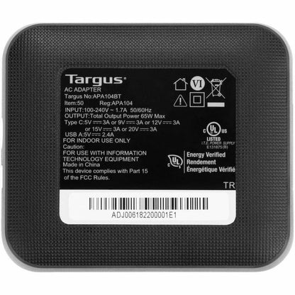 Targus 65W USB-C/USB-A Charger with Power Delivery and Quick Charge Technology