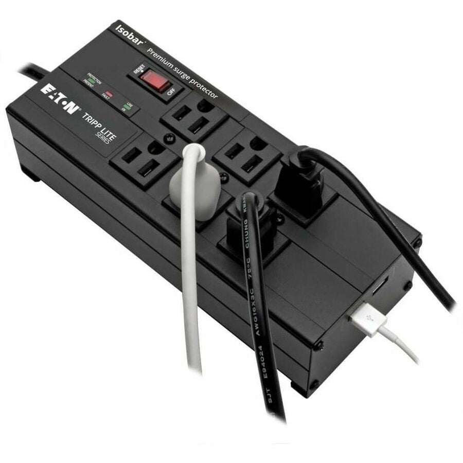 Eaton Tripp Lite Series Isobar IBAR6ULTRAUSBB 6-Outlet Surge Protector with 10 ft Cord and Dual USB Charging Ports