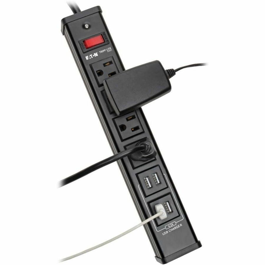 Eaton Tripp Lite Series TLM446USBB 4-Outlet Surge Protector with USB Charging and 6 ft Cord