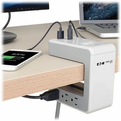 Eaton Tripp Lite Series 6-Outlet Surge Protector with USB-C and USB-A Charging Ports, 8 ft Power Cord, Desktop Clamp for Home and Office