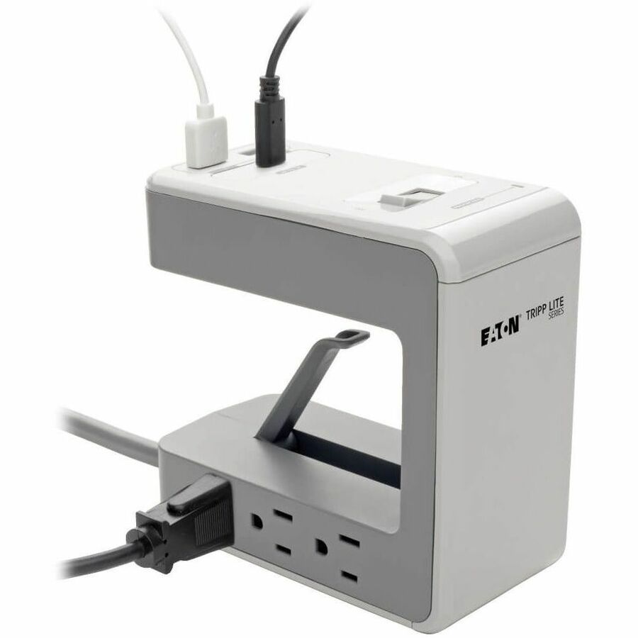 Eaton Tripp Lite Series 6-Outlet Surge Protector with USB-C and USB-A Charging Ports, 8 ft Power Cord, Desktop Clamp for Home and Office
