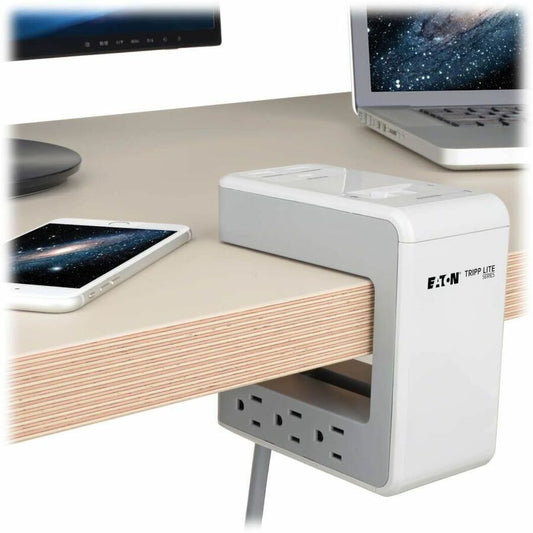 Eaton Tripp Lite Series 6-Outlet Surge Protector with USB-C and USB-A Charging Ports, 8 ft Power Cord, Desktop Clamp for Home and Office
