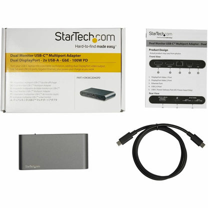 StarTech.com DK30C2DAGPD Dual 4K DisplayPort USB-C Docking Station with 100W Power Delivery