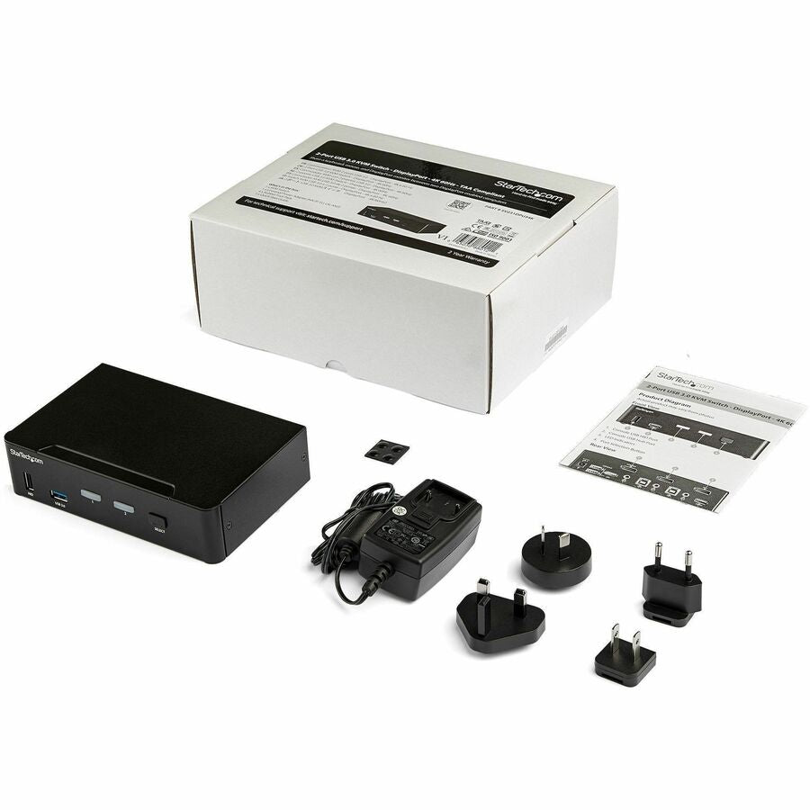 StarTech.com 2-Port DisplayPort KVM Switch - 4K 60Hz with USB 3.0 Hub and Audio Support