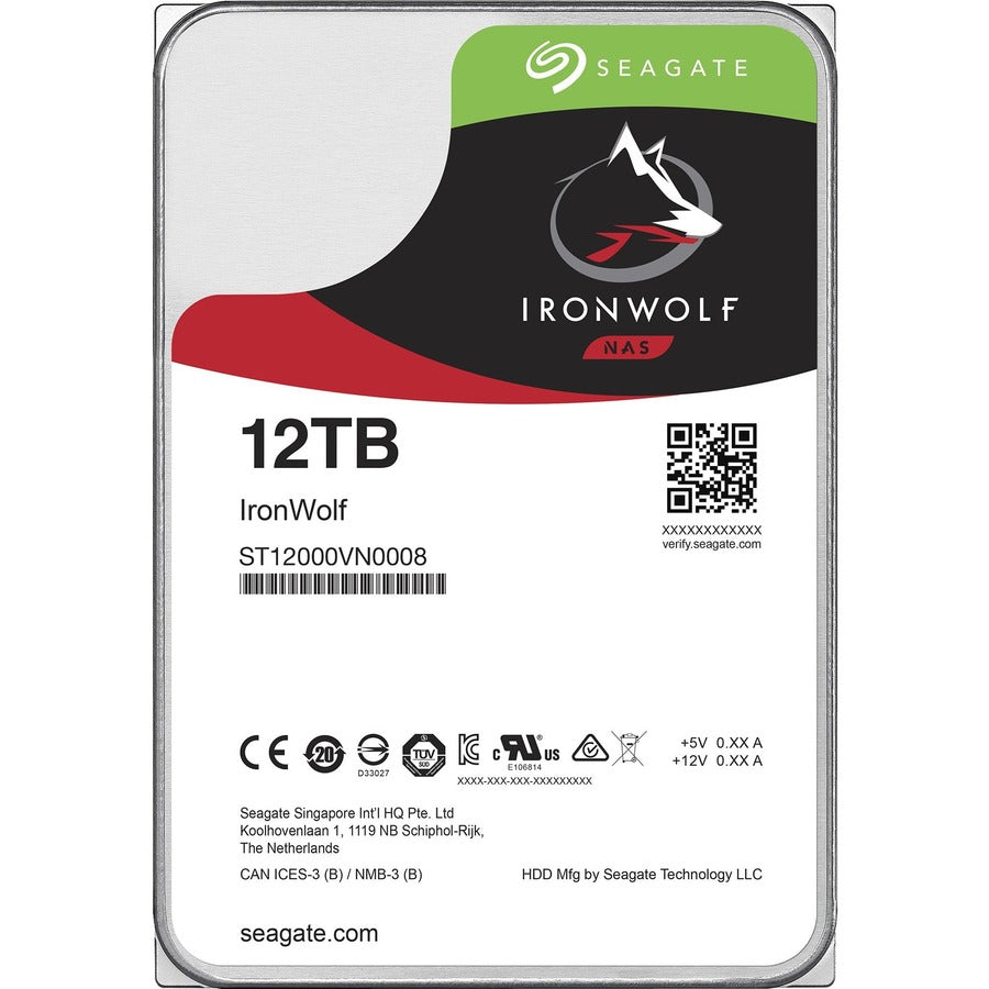 Seagate IronWolf ST12000VN0008 12TB Internal NAS Hard Drive with 7200 RPM, 256MB Cache, SATA/600 Interface