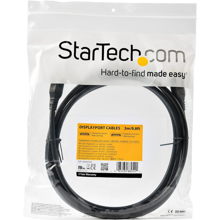 StarTech.com 9.8 ft DisplayPort 1.4 Cable - Supports 8K at 60Hz with HDR and MST