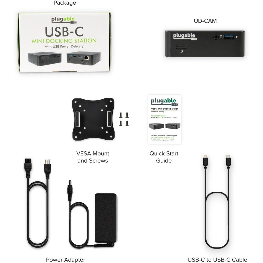 Plugable Technologies UD-CAM USB-C Docking Station with 85W Power Delivery for MacBooks and Windows Laptops