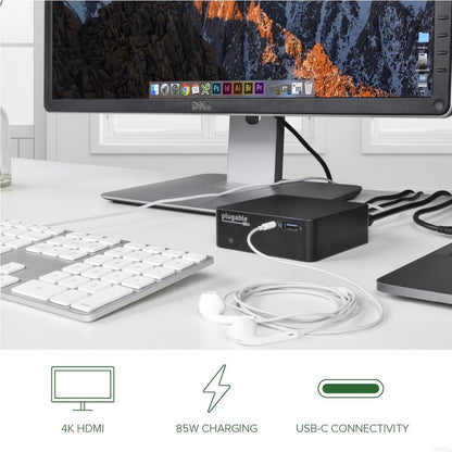 Plugable Technologies UD-CAM USB-C Docking Station with 85W Power Delivery for MacBooks and Windows Laptops