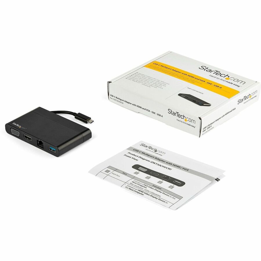 StarTech.com USB C Multiport Adapter with HDMI, VGA, Gb Ethernet & USB - Compact Travel Dock with 4K HDMI Support