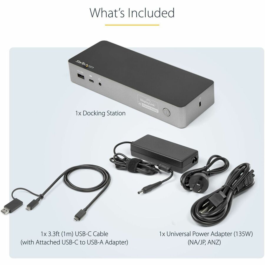 StarTech.com Universal Laptop Docking Station with Dual 4K Display Support – USB-C & USB-A, 60W Power Delivery