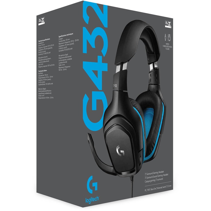 Logitech G G432 7.1 Surround Sound Gaming Headset for PC, Xbox, PlayStation, and Mobile Devices