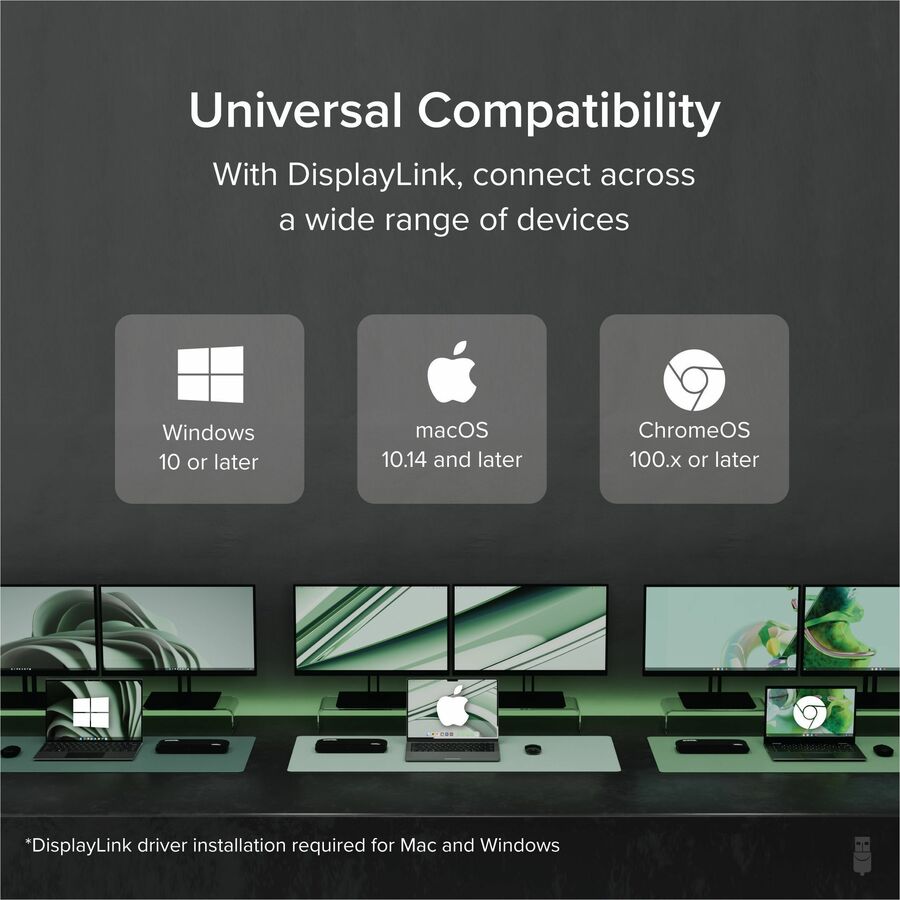 Plugable Technologies USB 3.0 Dual Monitor Horizontal Docking Station UD-3900H for Windows and Mac