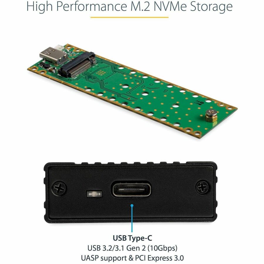 StarTech.com USB-C M.2 NVMe SSD Enclosure for PCIe SSDs - Portable External Drive Case with USB 3.1 Gen 2 Support