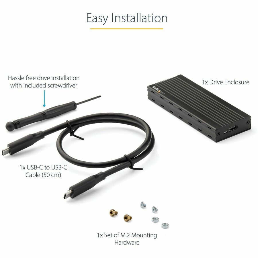 StarTech.com USB-C M.2 NVMe SSD Enclosure for PCIe SSDs - Portable External Drive Case with USB 3.1 Gen 2 Support