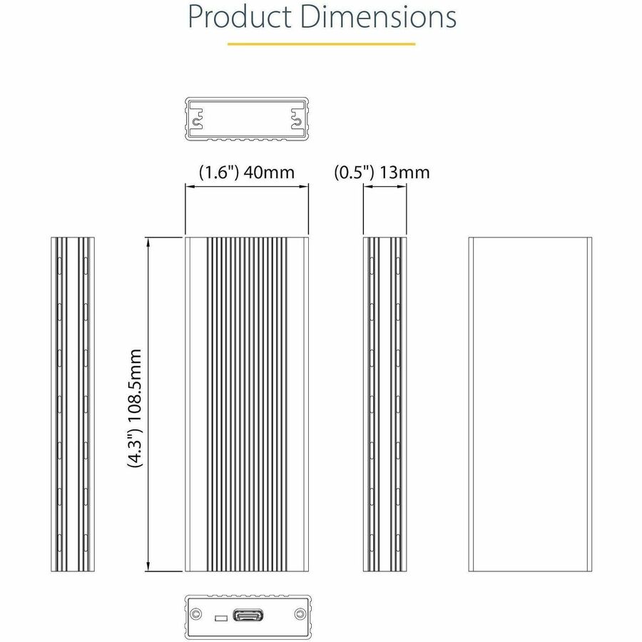 StarTech.com USB-C M.2 NVMe SSD Enclosure for PCIe SSDs - Portable External Drive Case with USB 3.1 Gen 2 Support