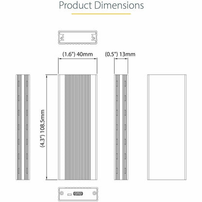 StarTech.com USB-C M.2 NVMe SSD Enclosure for PCIe SSDs - Portable External Drive Case with USB 3.1 Gen 2 Support