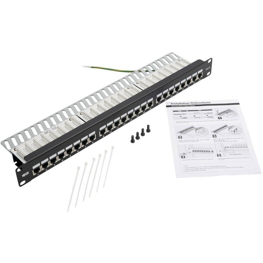 Eaton Tripp Lite Series 24-Port Shielded Cat6 Patch Panel with Krone IDC - 1U Rack Mountable Ethernet Organizer