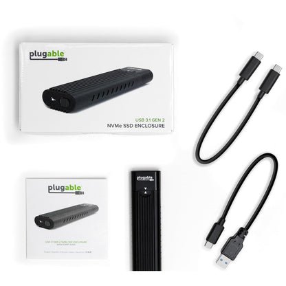 Plugable USB-C to M.2 NVMe Enclosure USBC-NVME – Tool-Free External Drive for Thunderbolt 3 & USB 3.1 Gen 2