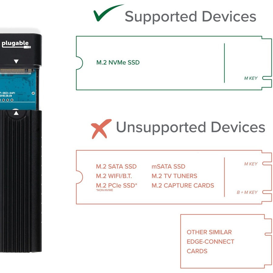 Plugable USB-C to M.2 NVMe Enclosure USBC-NVME – Tool-Free External Drive for Thunderbolt 3 & USB 3.1 Gen 2