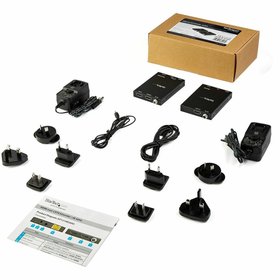 StarTech.com HDMI over CAT6 Extender Kit - 4K 60Hz Support with HDR and Long-Distance Transmission