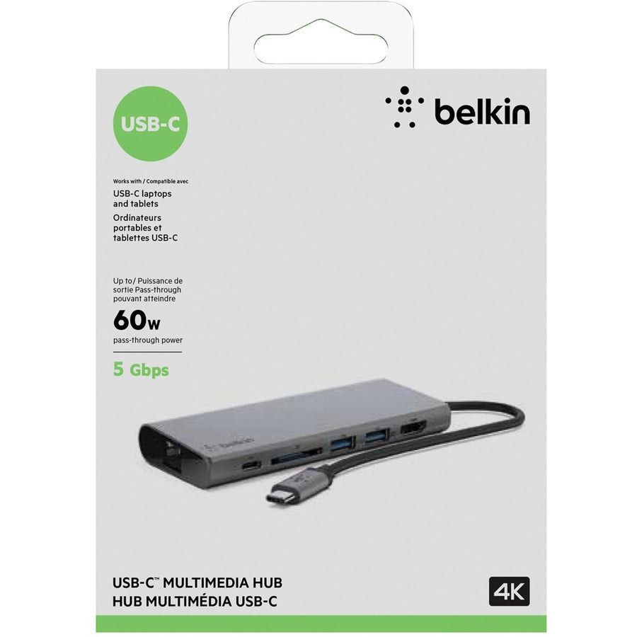 Belkin USB-C 6-in-1 Multiport Adapter and Docking Station with 4K HDMI and 60W Power Delivery
