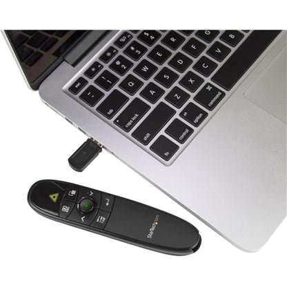 StarTech.com Wireless Presentation Remote with Green Laser Pointer - 90 ft. (27 m) USB Clicker for Mac and Windows