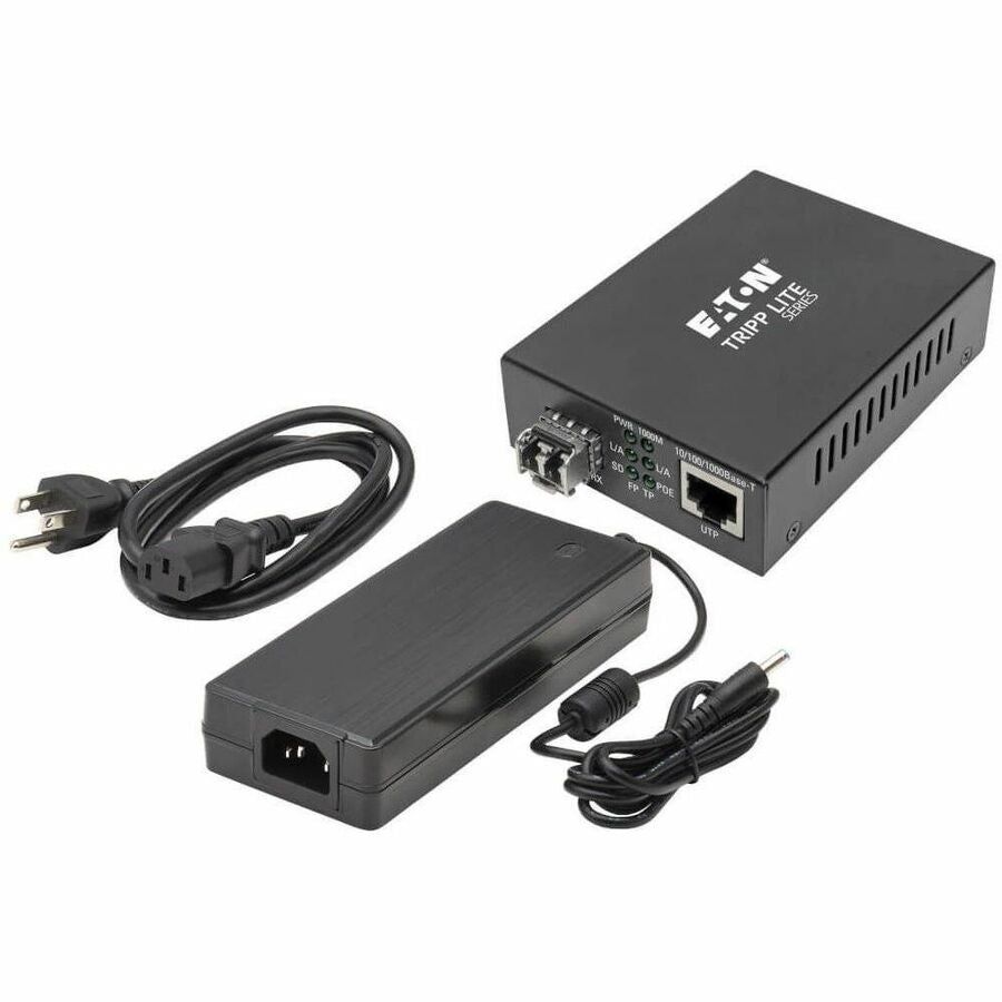 Eaton Tripp Lite Series N785-P01-LC-MM1 Gigabit Multimode Fiber to Ethernet Media Converter with PoE+ Support