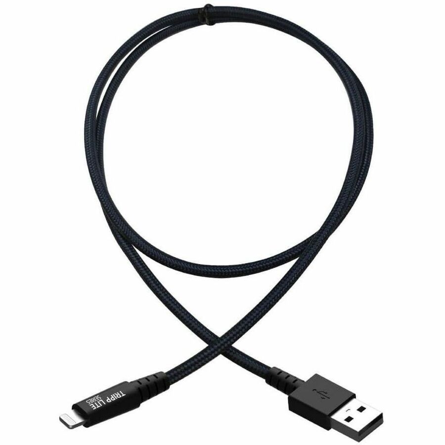 Eaton Tripp Lite Series Heavy-Duty USB-A to Lightning Sync and Charge Cable - 1 ft. Gray, MFi Certified, Reinforced with UHMWPE & Aramid Fibers