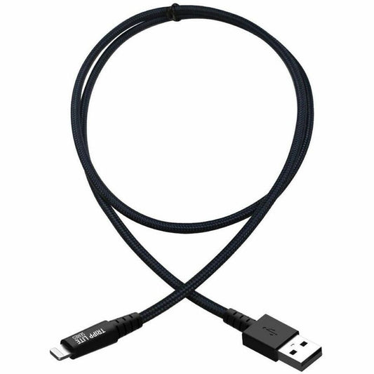 Eaton Tripp Lite Series Heavy-Duty USB-A to Lightning Sync and Charge Cable - 1 ft. Gray, MFi Certified, Reinforced with UHMWPE & Aramid Fibers