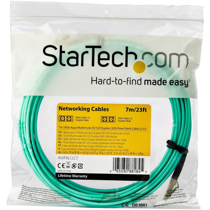 StarTech.com 7m (22ft) LC/UPC to LC/UPC OM3 Multimode Fiber Optic Patch Cable, Full Duplex 50/125 Zipcord, 10 Gbps, LSZH Jacket