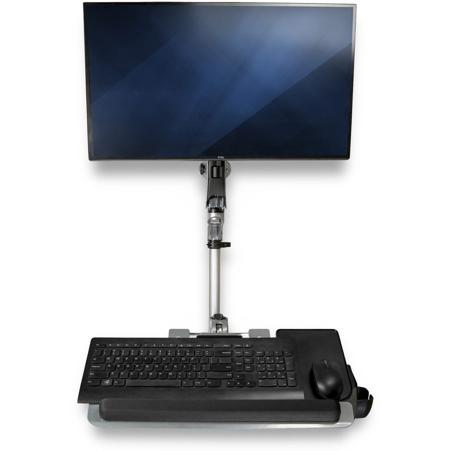 StarTech.com Wall Mount Workstation - Adjustable Single Monitor Sit-Stand Desk with Padded Keyboard Tray and Articulating Arm