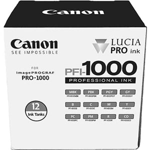 Canon LUCIA PRO PFI-1000 Ink Cartridge 12 Pack for PRO-1000 Printer - Professional Photo Quality Ink Set