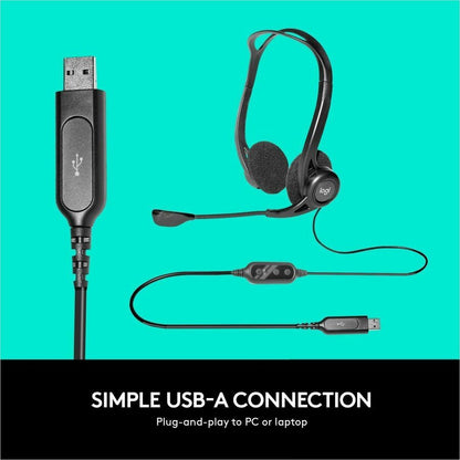 Logitech 960 USB Computer Headset – Noise-Cancelling Binaural Over-the-Head Design with Microphone