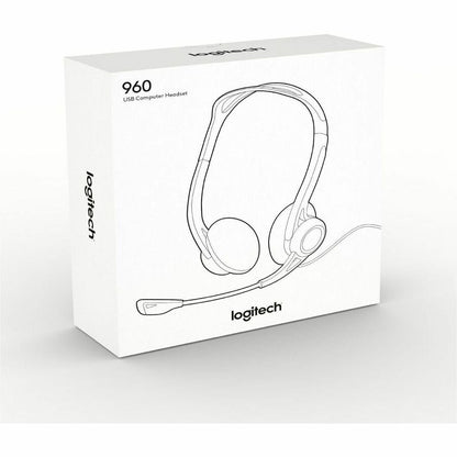 Logitech 960 USB Computer Headset – Noise-Cancelling Binaural Over-the-Head Design with Microphone