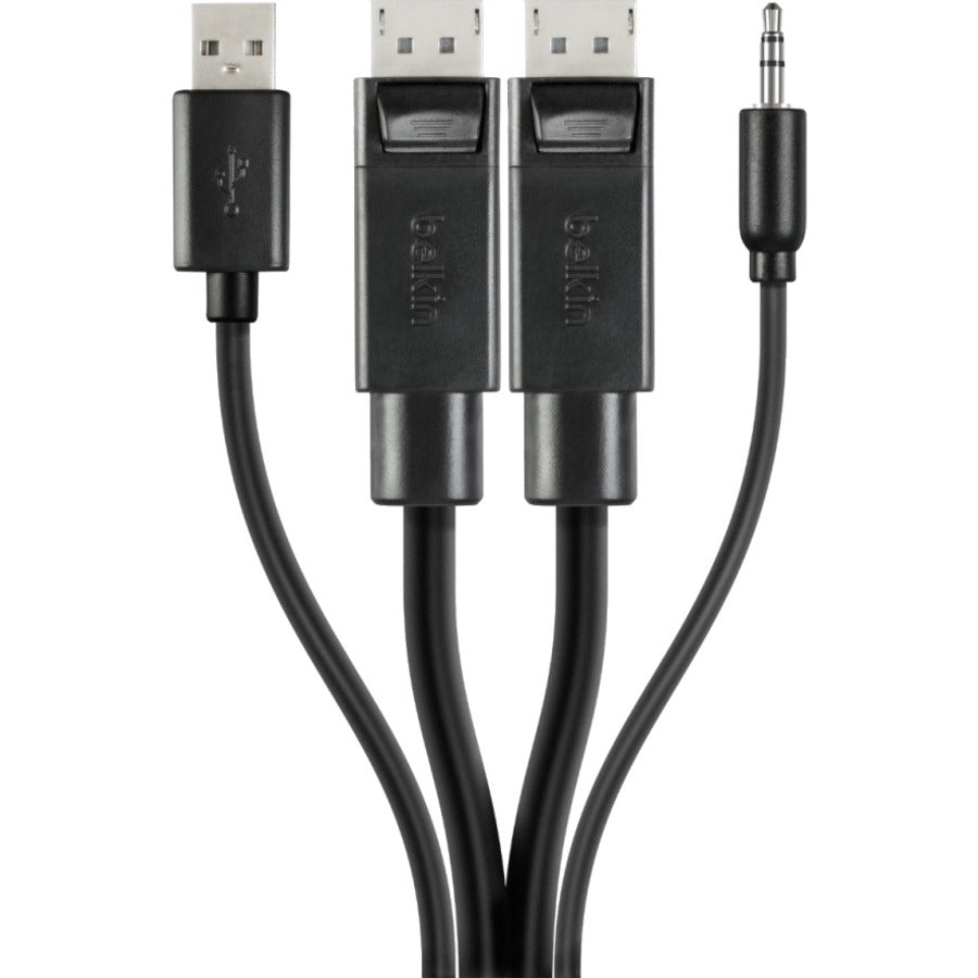 Belkin F1D9020B10T TAA Dual DisplayPort/USB Audio KVM Cable, 10 ft