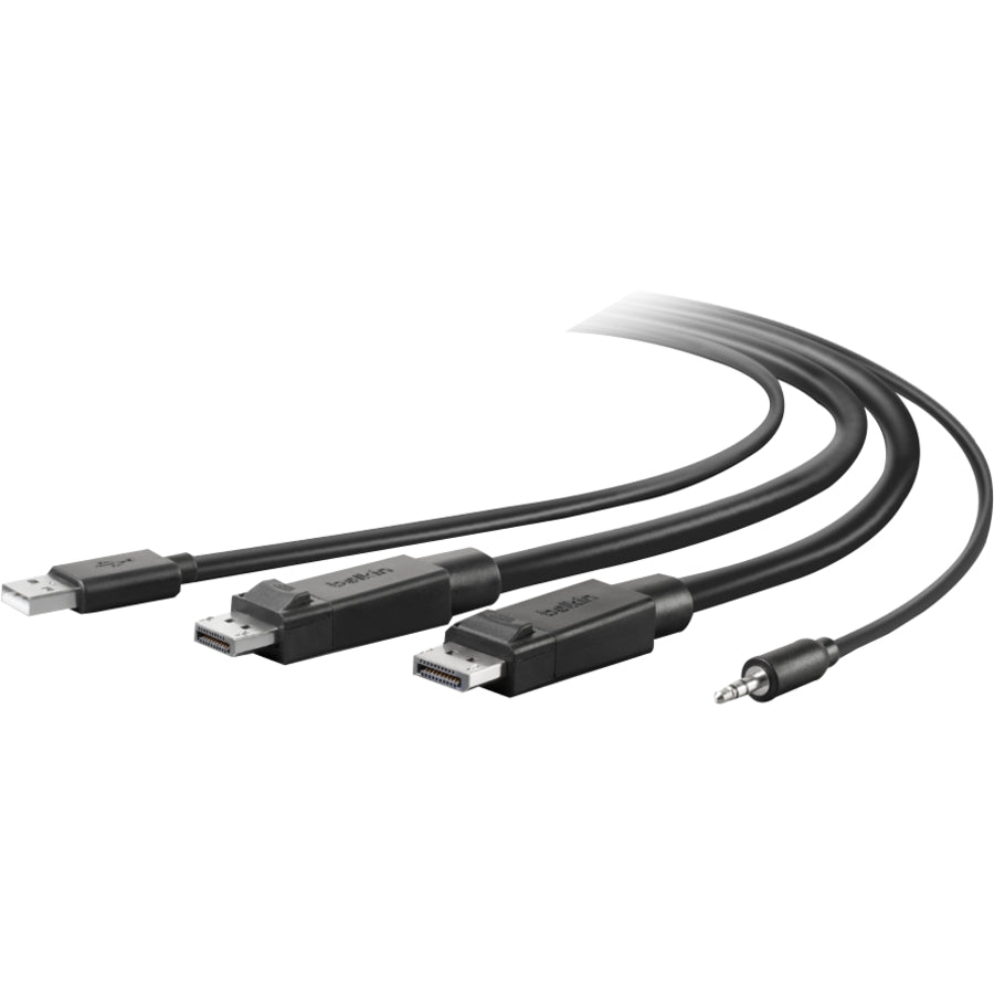 Belkin F1D9020B10T TAA Dual DisplayPort/USB Audio KVM Cable, 10 ft