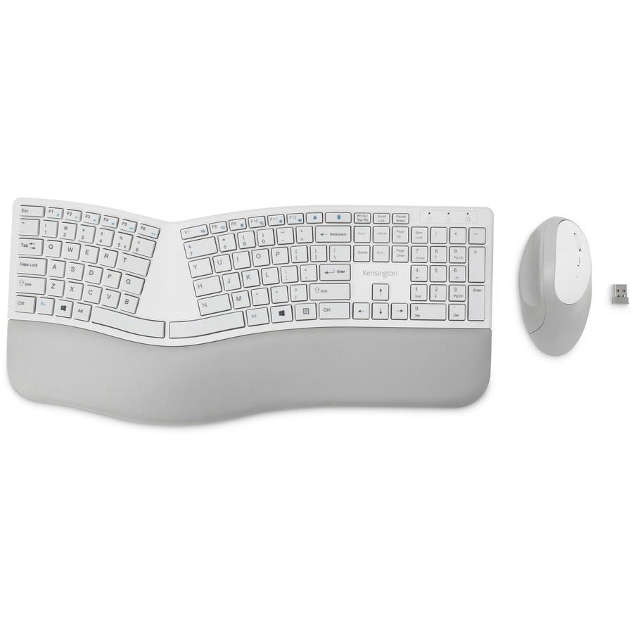Kensington Pro Fit Ergo Wireless Keyboard and Mouse - Gray, Ergonomic Design with Dual Wireless Connectivity