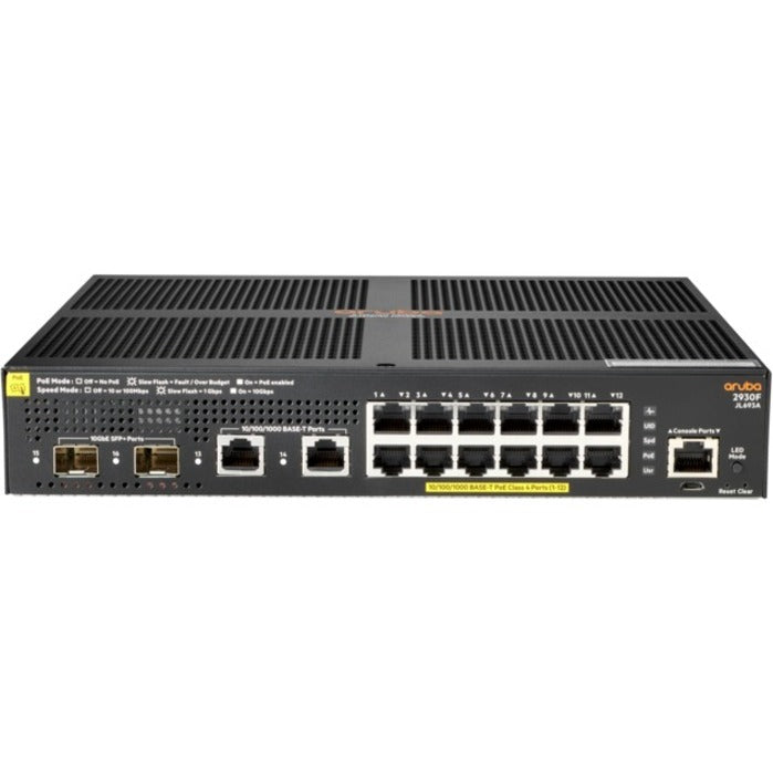 Hewlett Packard Enterprise HPE 2930F 12G PoE+ 2G/2SFP+ Switch for Enterprise Networks