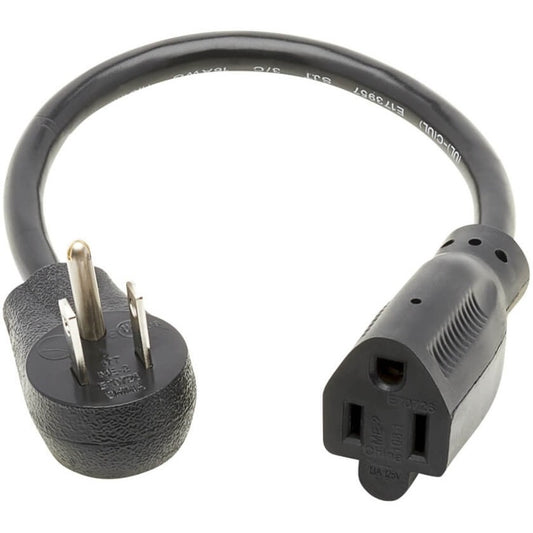 Eaton Tripp Lite Series Power Extension Cord with Right-Angle NEMA 5-15P to NEMA 5-15R, 1 Foot, 13A, 120V, Black
