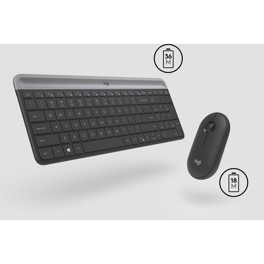 Logitech MK470 Slim Wireless Keyboard and Mouse Combo - Compact, Quiet, Modern Design in Graphite