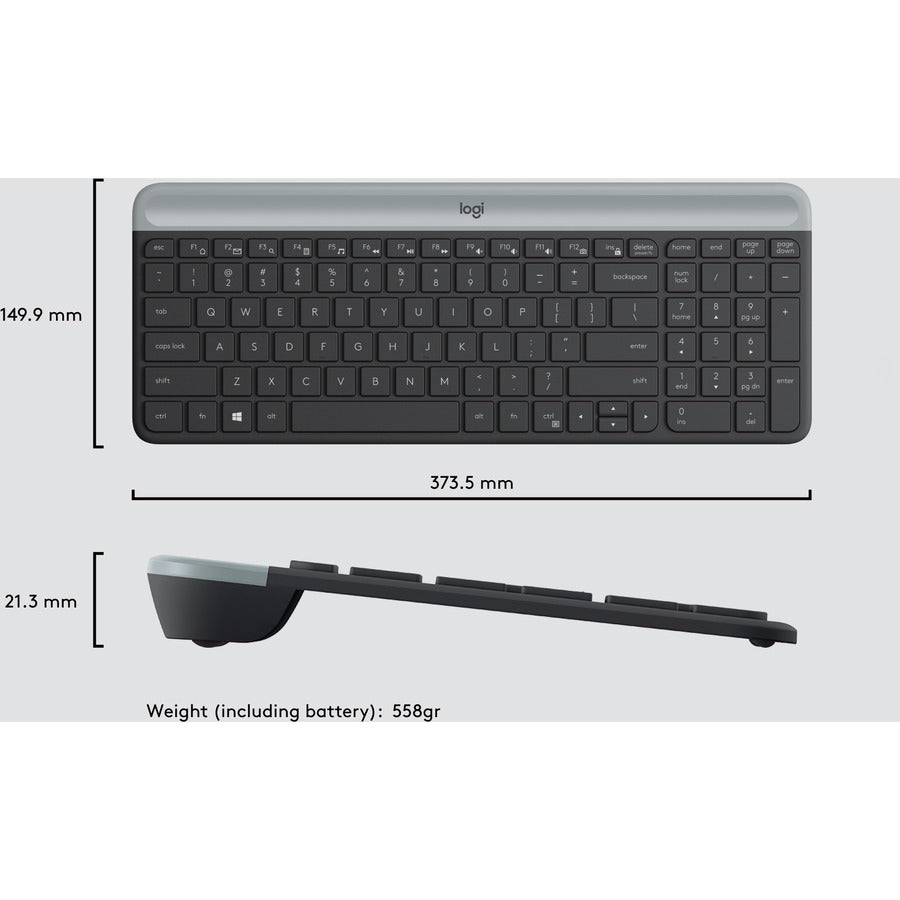 Logitech MK470 Slim Wireless Keyboard and Mouse Combo - Compact, Quiet, Modern Design in Graphite
