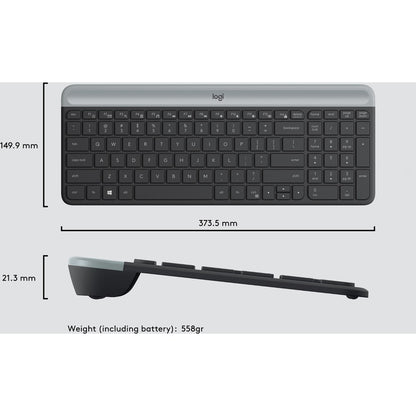 Logitech MK470 Slim Wireless Keyboard and Mouse Combo - Compact, Quiet, Modern Design in Graphite