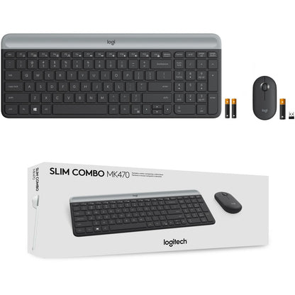 Logitech MK470 Slim Wireless Keyboard and Mouse Combo - Compact, Quiet, Modern Design in Graphite