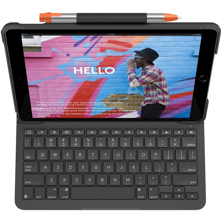 Logitech Slim Folio Keyboard Cover Case for iPad (7th-9th Generation) - Graphite