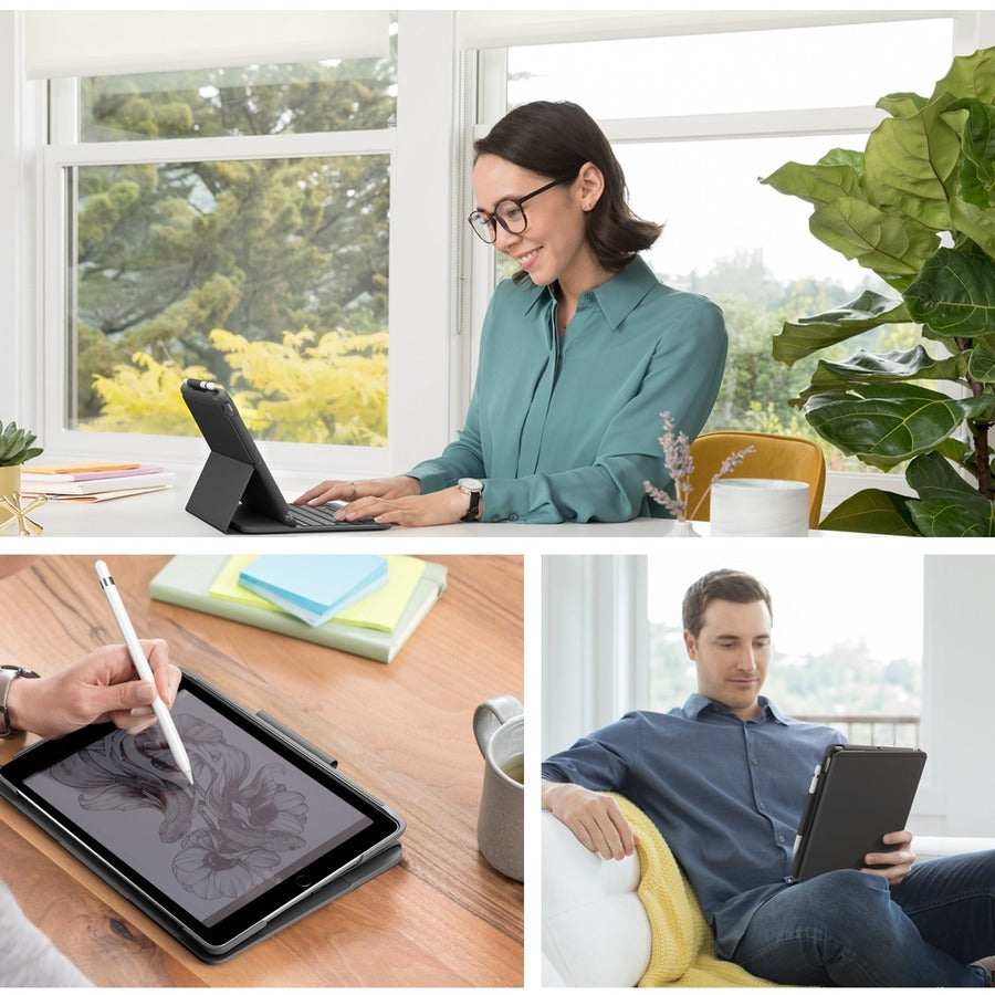 Logitech Slim Folio Keyboard Cover Case for iPad (7th-9th Generation) - Graphite