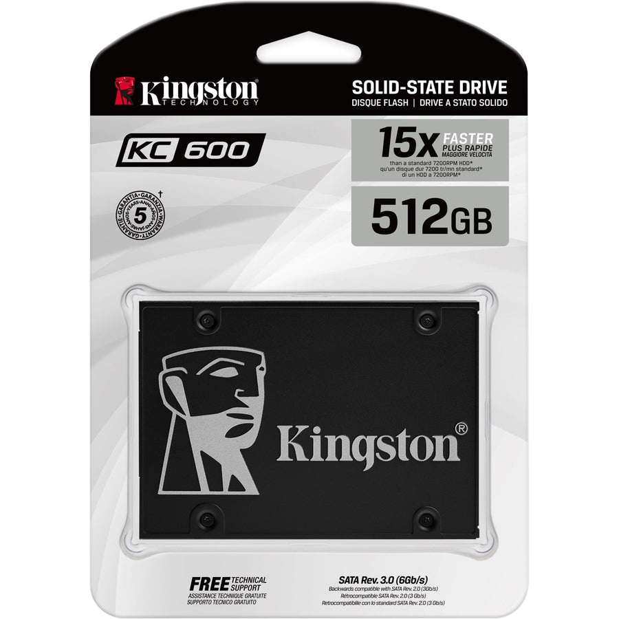 Kingston KC600 512GB SSD - 2.5-Inch SATA Internal Drive with 550MB/s Read and 520MB/s Write Speeds