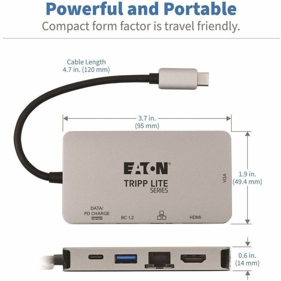 Eaton Tripp Lite Series U442-DOCK6-GY USB-C Docking Station with Dual 4K HDMI and Gigabit Ethernet