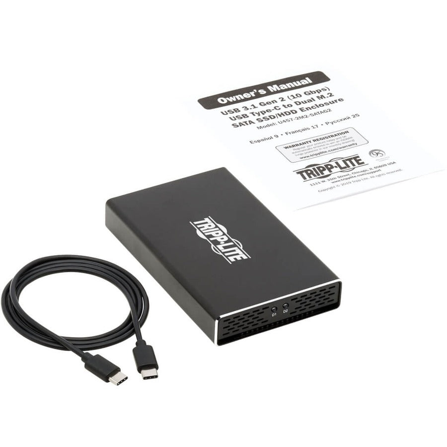 Eaton Tripp Lite Series U457-2M2-SATAG2 USB-C to Dual M.2 SATA SSD and HDD Enclosure Adapter