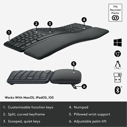 Logitech ERGO K860 Split Ergonomic Wireless Keyboard – Graphite