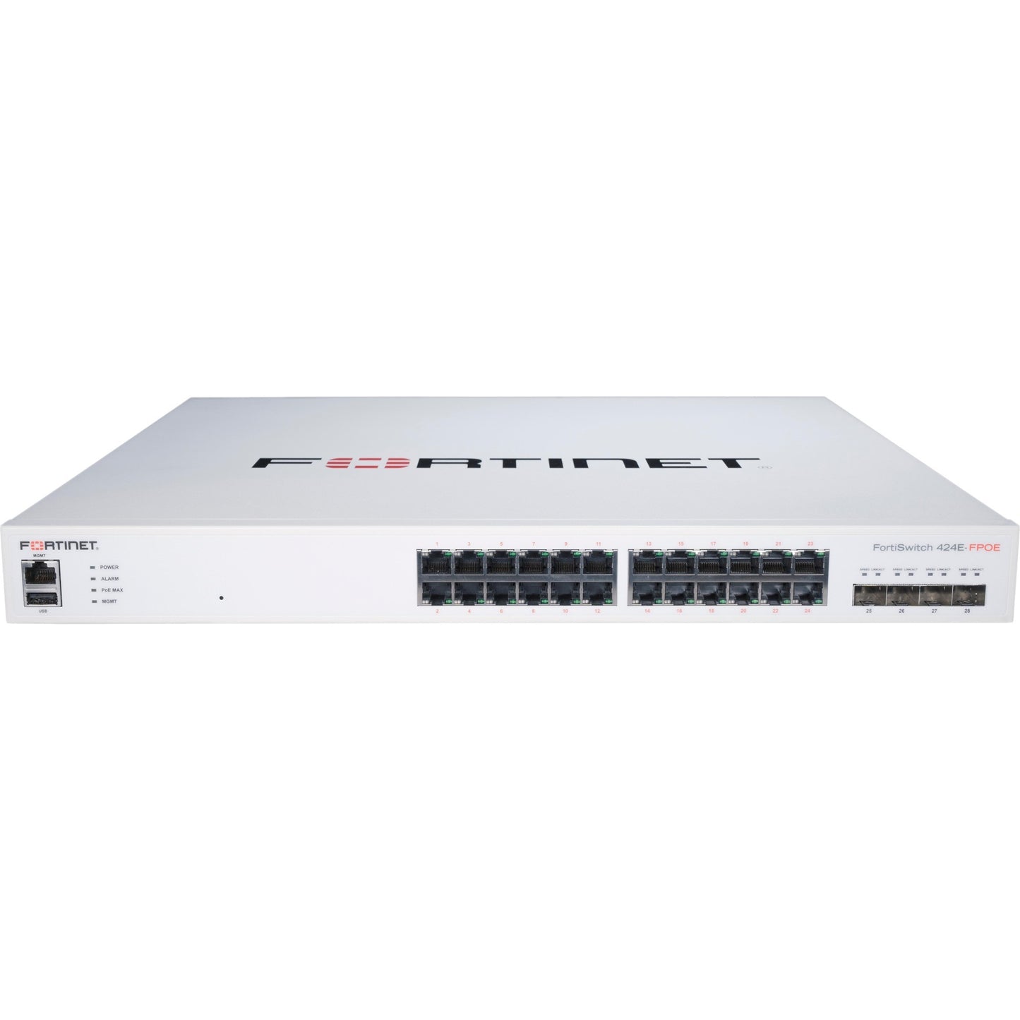 Fortinet FS-424E-FPOE Layer 3 Switch — 24-Port Managed 10 Gigabit Ethernet with SFP+ Slots and Rack-Mountable Design